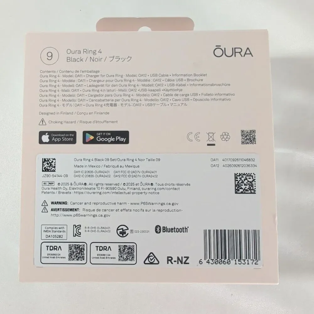 Oura Ring 4 Black Size 9 Smart Ring Tested 100% Battery Box & Charger